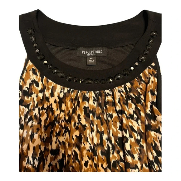 Perceptions New York Jeweled Neck Animal Print Dress Size 14 - Picture 6 of 10